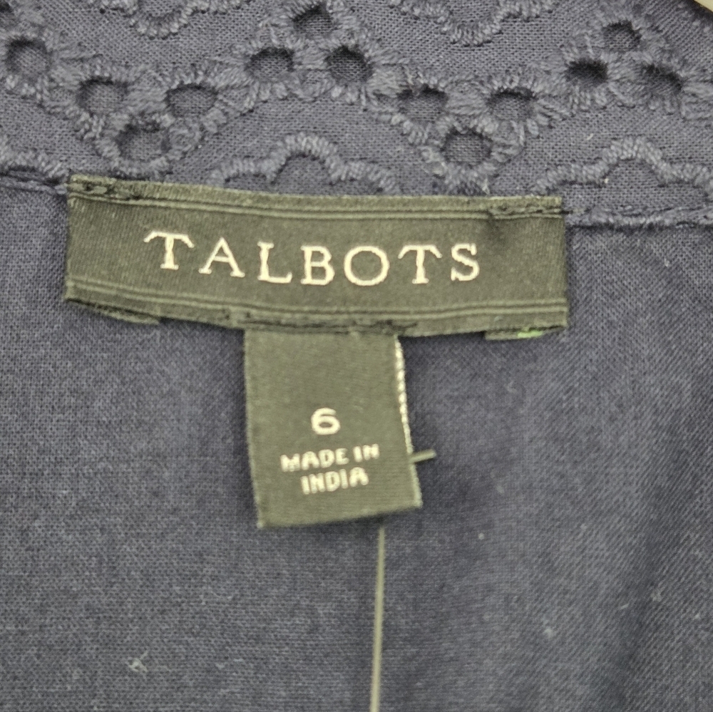 Talbots Blue Short Sleeve Eyelet Tie-Front Dress Size 6 NWT - Picture 9 of 12